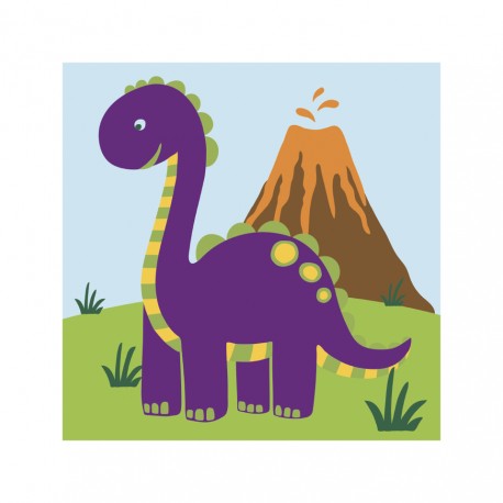 PINTA POR NÚMERO KIDS 21X21 DINOSAURIO