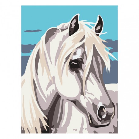 PINTA POR NUMERO 30 x 40 CABALLO BLANCO