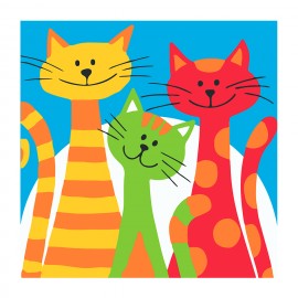 PINTA POR NÚMERO KIDS 21X21 TRES GATOS