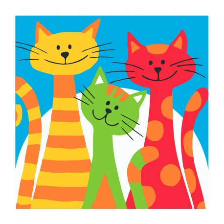 PINTA POR NÚMERO KIDS 21X21 TRES GATOS