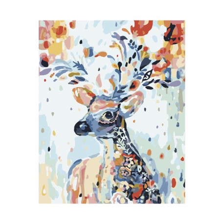 PINTA POR NÚMERO VENADO DE COLORES 40X50