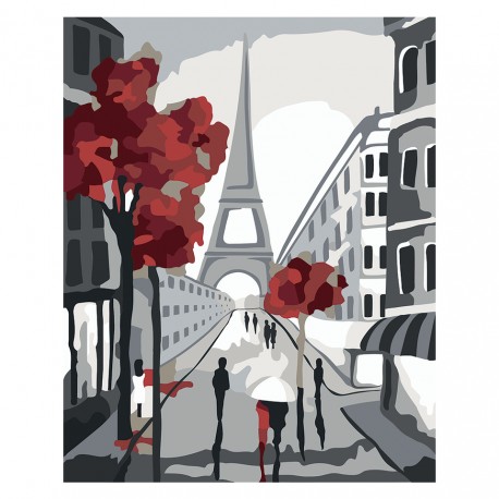 PINTA POR NUMERO 40X50 ROMANCE EN PARIS
